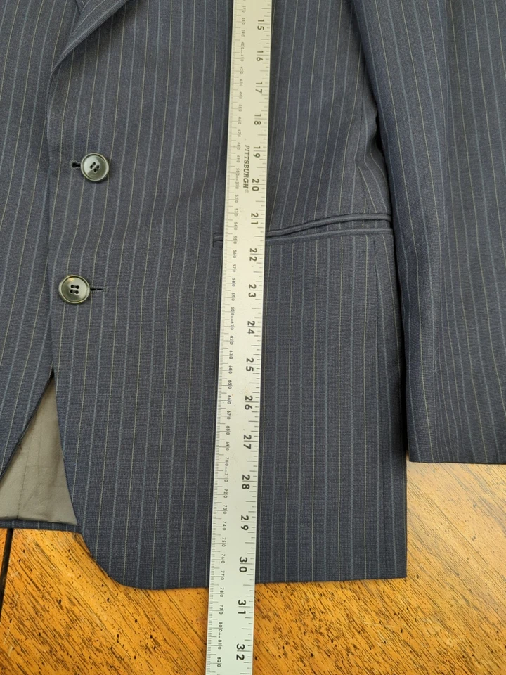 Abrigo Blazer Chaqueta Abrigo Deportivo Mani Armani 36R Gris Rayas Lana Virgen De Colección  Foto 4 de 4