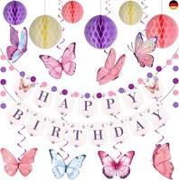 Geburtstagsdeko, Geburtstagsdeko MäDchen, Lila Happy Birthday Banner Mit Wabenba