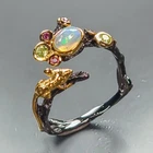 Jewelry gemstone Natural Opal Ring 925 Sterling Silver Size 9 /R471969