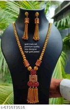 South indian jewellery gold plated Long Necklace Earrings jewellery set