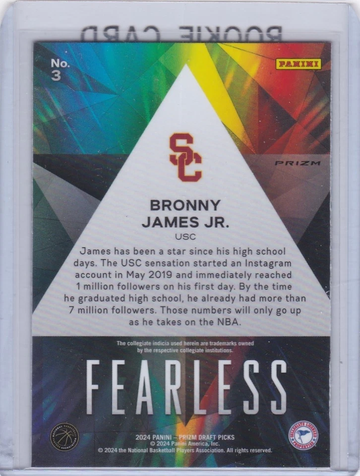 BRONNY JAMES JR. Tarjeta de novato Draft FEARLESS PRIZM RC Lebron Los Angeles Lakers! Foto 2 de 2