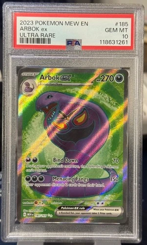 Pokemon TCG: Arbok ex 185/165 MEW-EN Pokemon Card 151 PSA 10