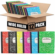 12 Pack Bulk Composition Notebooks Wide Ruled, 200 Pages (100 Sheets), 9-3/4 ...