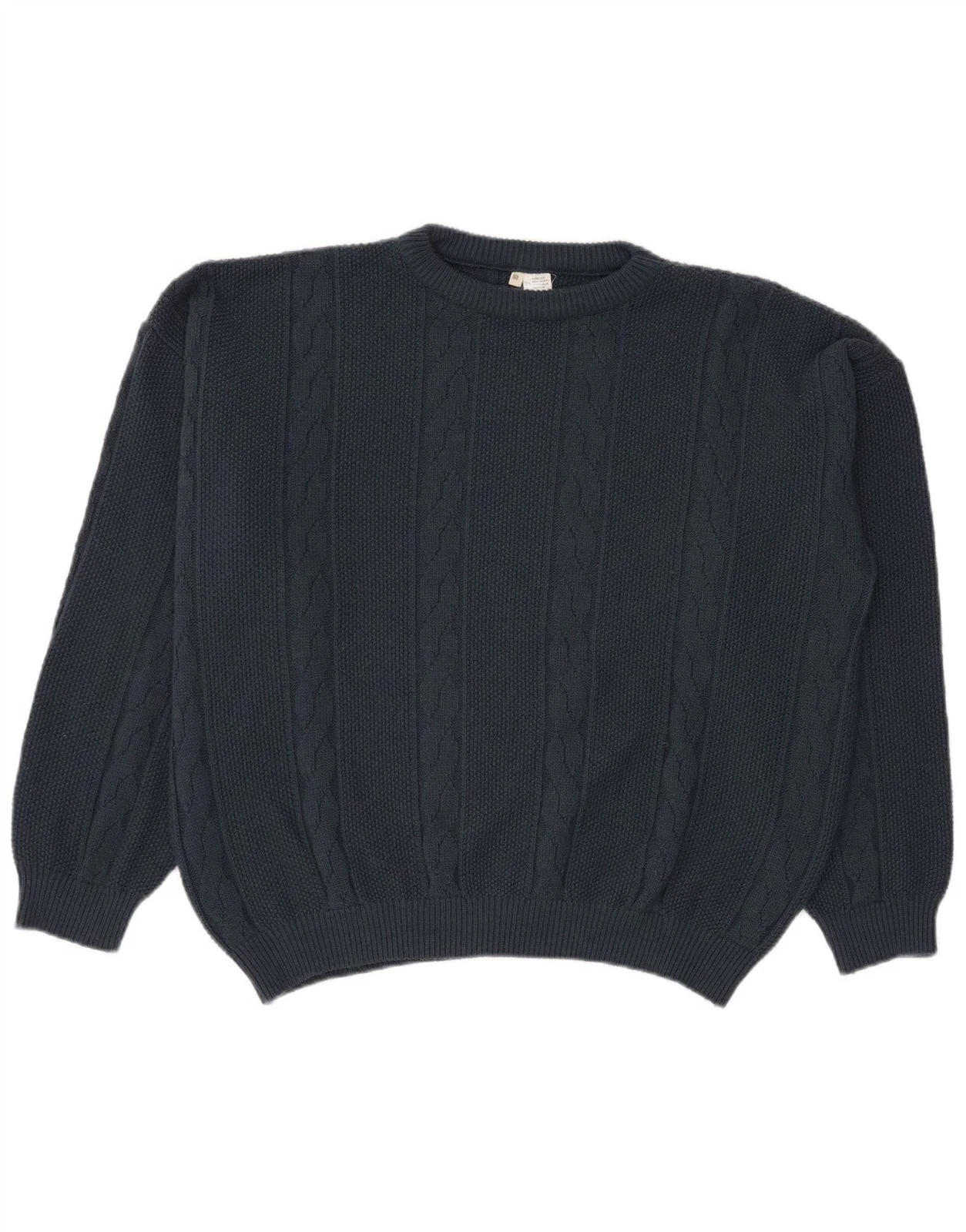 Vintage Mens Crew Neck Jumper Sweater IT 52 Large Navy Blue Acrylic BK01