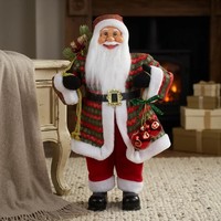 Weihnachtsmann Stehend 60Cm Santa Claus Dekofigur Rot Mit Mantel Und Geschenken
