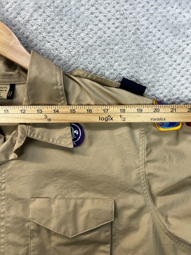 Boy Scouts of America BSA Men's Adult Shirt Large Tan Glued Patch Short Sleeve - Picture 12 of 15
