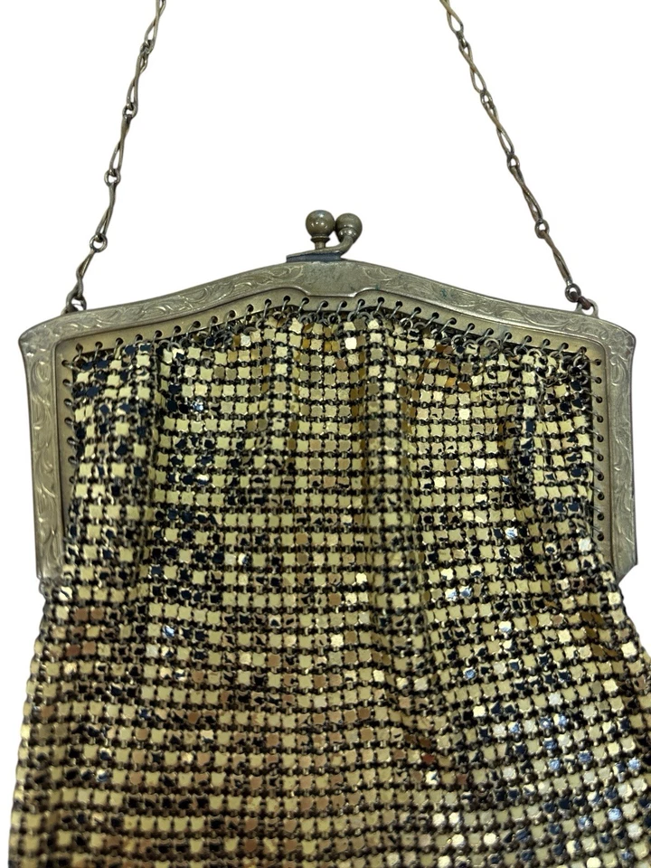 Vintage Gold Enamel Mesh Flapper Purse 1920’s Flapper Girl Style - Image 2 of 4