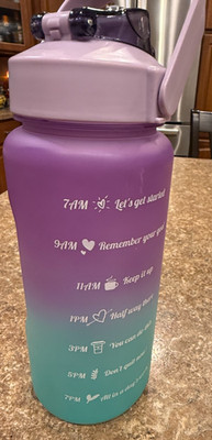 New 42 oz Water Bottle multi colored Gym Training Fitness Jug Motivational Time