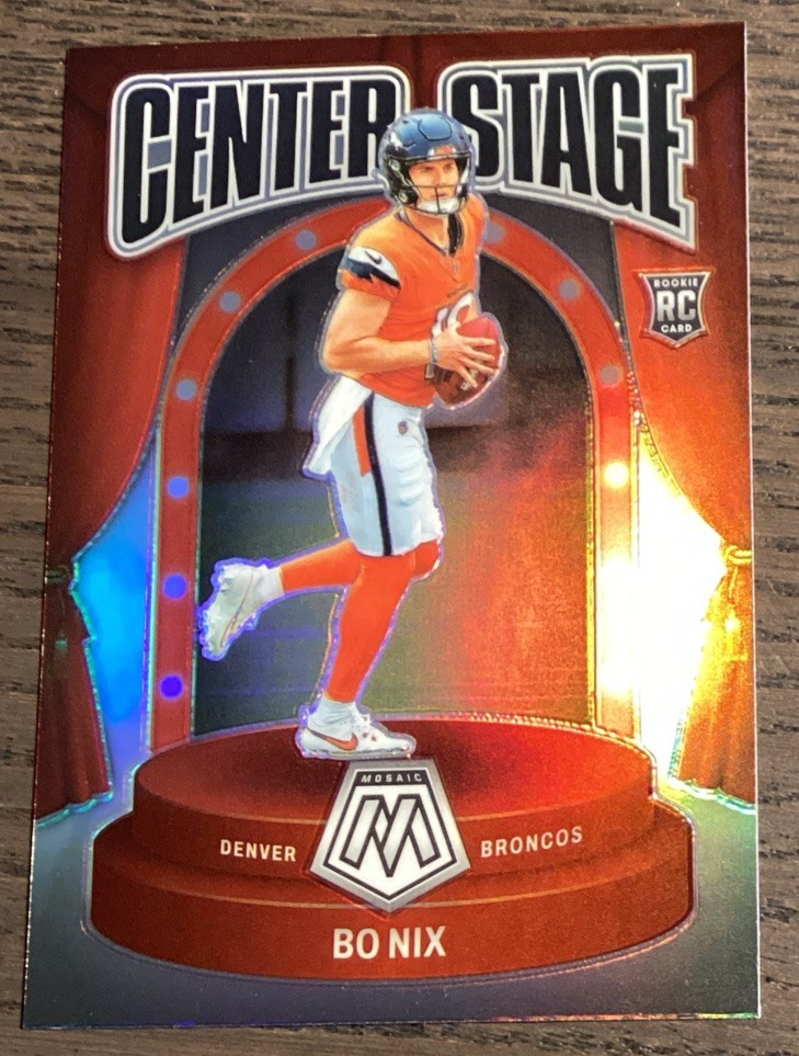 Bo Nix 2024 Panini Mosaic Football Rookie Center Stage Silver Prizm #12 RC