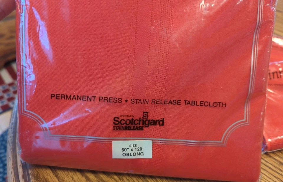 New Bardwil Linens Red Oblong Tablecloth 60 x 120” & 8 Matching Dinner Napkins - Image 3 of 4