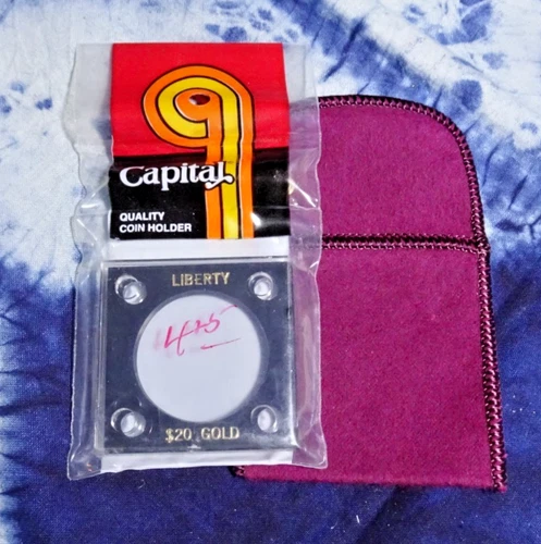 NEW CAPITAL PLASTIC US COIN HOLDER FOR ($20) LIBERTY GOLD W/CLOTH FABRIC SLEEVE