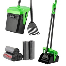 Pooper Scooper Swivel Bin Rake with 100 Waste Bags, Dog Pooper Scooper with ...
