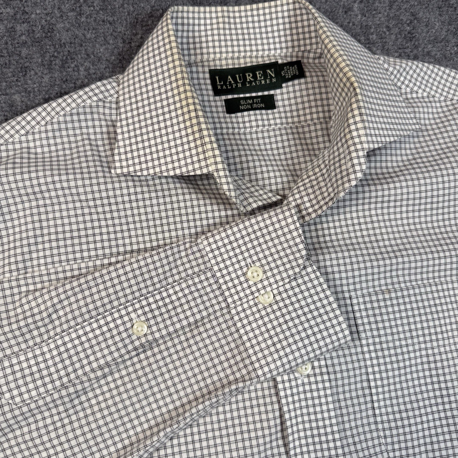 👔 Lauren Ralph Lauren Slim Fit Non-Iron Dress Shirt 15 32/33 Check