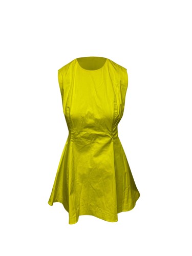 Dior Box Pleated Mini Dress In Yellow Cotton Women Green Size 40
