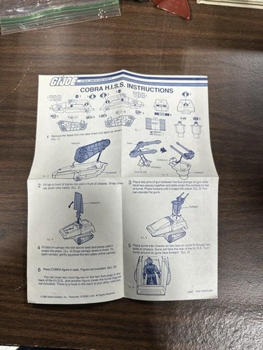 GI Joe 1983 Cobra Hiss Tank Vehicle Blueprints Instructions Original Hasbro Fc4