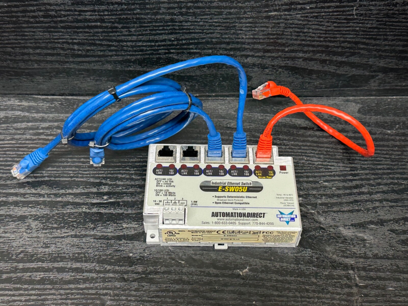 Automation Direct E-SW05U Industrial Ethernet Switch Unmanaged 5 Port + Cables