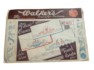 Rare WALKER'S #403 Original Transfer Pillow Cases Towels Series De Luxe