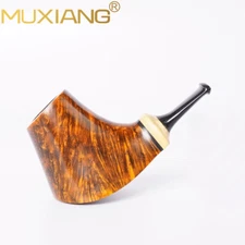 MUXIANG Briar Volcano Tobacco Pipe Wooden Smooth Pocket Smoking Pipe Ebonit Stem