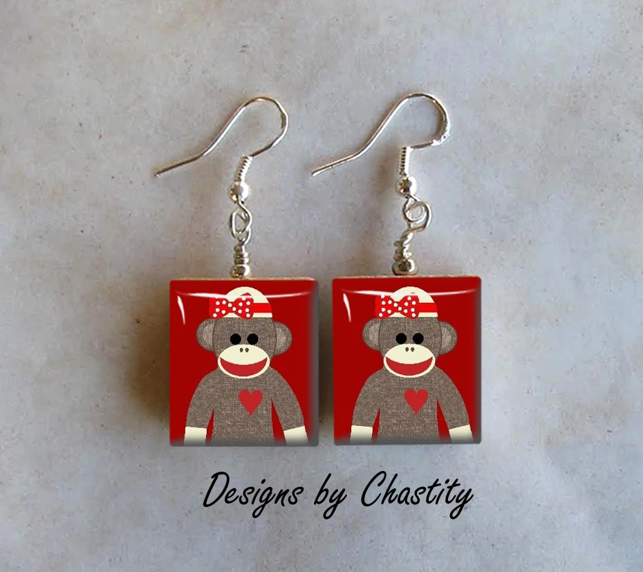 Sock hot sale monkey earrings