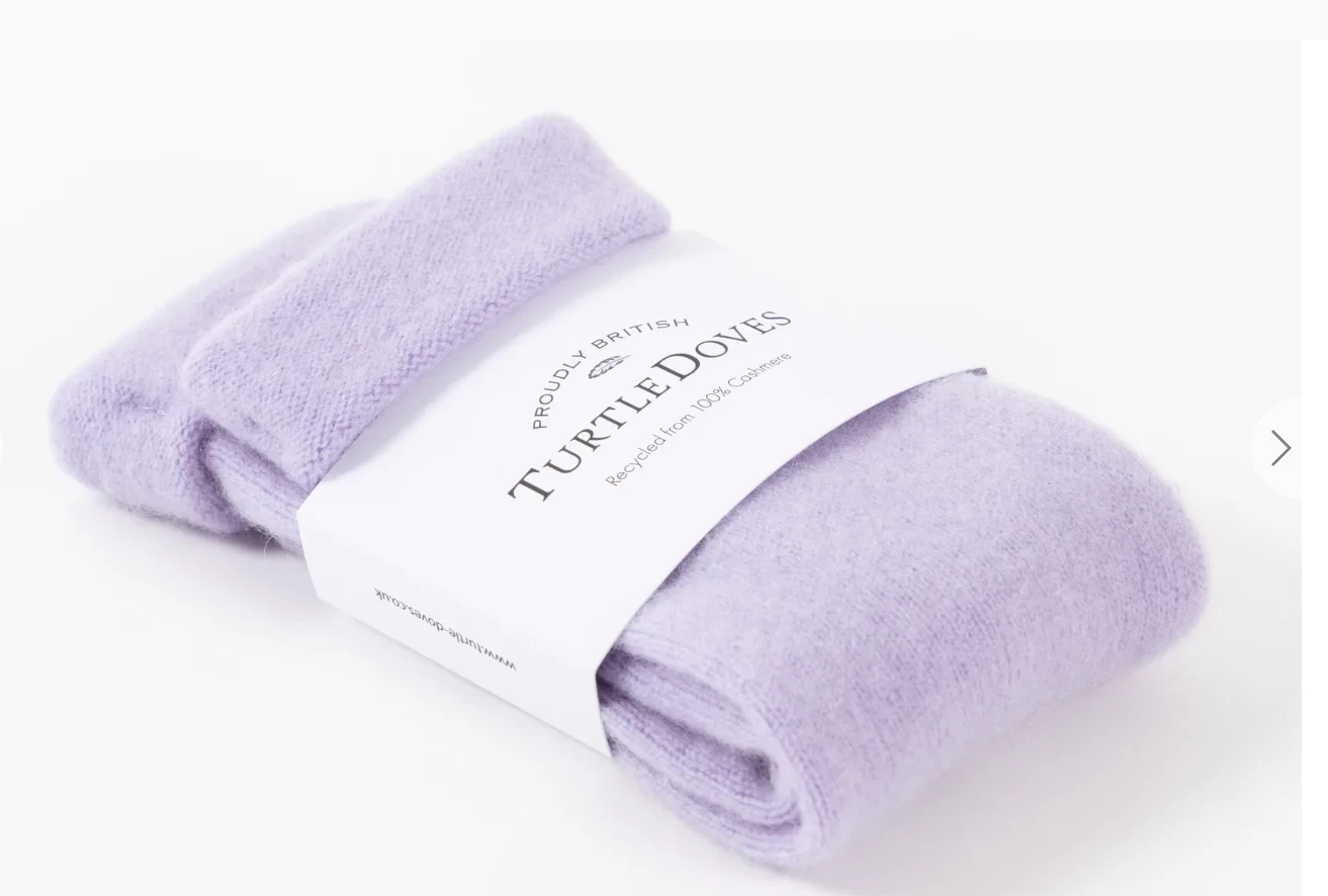 Turtle Doves women's cashmere fingerless gloves wrist warmers LILAC purple BNWT