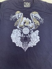 Choke Mens Graphic T-Shirt Size Large Blue Crew Neck Short Sleeve Made In USA