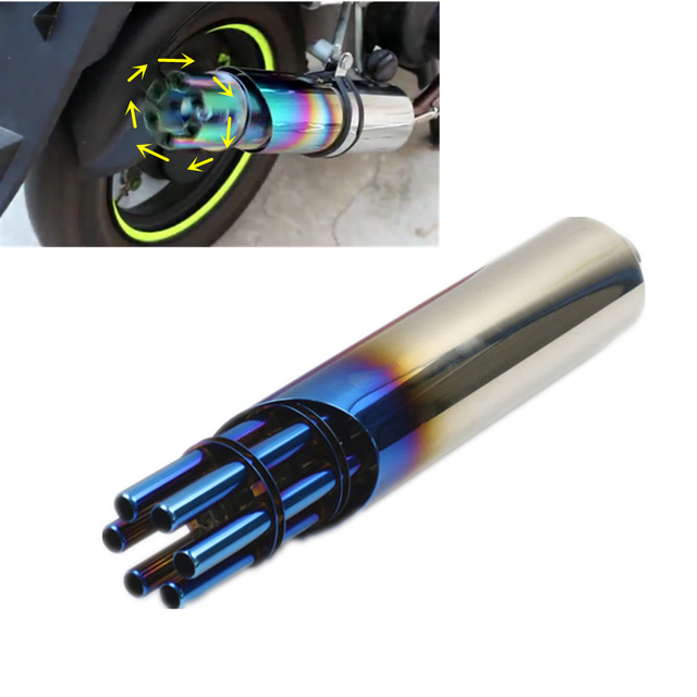 New Gatling Gun Motorcycle Rotated Muffler Pipe Exhaust Gas Driven Tip