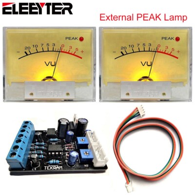 2pc TN-65F VU Meter + Driver Board External PEAK Lamp DB Table Audio Panel