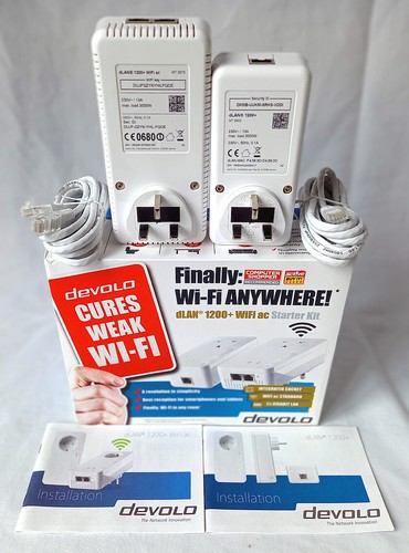 2 x Devolo dLAN 1200+ WiFi ac Starter Kit Powerline LAN Adapters MT:2675 MT:2642 - Afbeelding 2 van 6