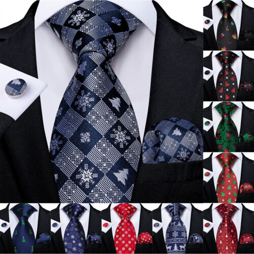 DiBanGu Mens Ties Silk Blue Red Necktie Hanky Suit Set Wedding Party Christmas - Afbeelding 1 van 169