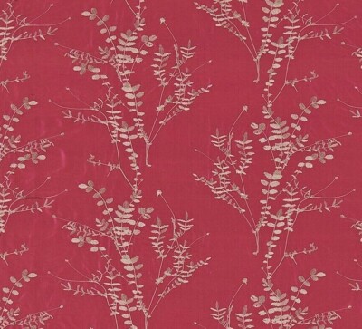 HARLEKIN GARDINENSTOFF ''SALVIA'' 3 METER HOT PINK/KIESEL BESTICKT 100% SEIDE