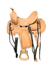 10" 12" 13" Youth - Kids Western Horse Ranch Leather Saddle Black Laces Brown