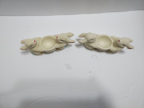 Vintage Easter Bunny Rabbit Egg Cup Pebble Sand Glaze Porcelain Bisque Spring 2 - Picture 6 of 15