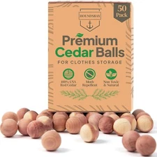 Cedar Balls 50 Pack Fresh Cedar Smell Clothes Protection Closet Drawer Wood