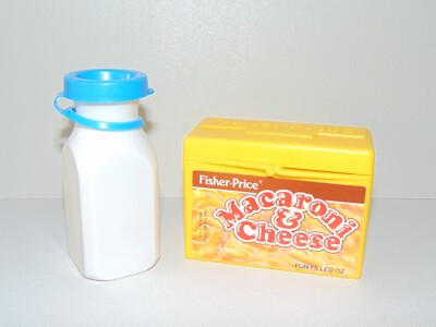Vintage 1989 Fisher Price Macaroni n Cheese Yellow Container Box (only) Milk Jug