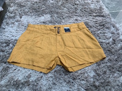 M&S  Women Ochre Pure Linen Casual Shorts BNWT Size 20 Free Sameday Postage