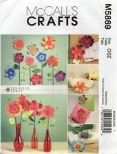 McCall's M5869 DIMENSIONAL FLOWERS Craft Decor, Pincushions UNCUT Sewing Pattern