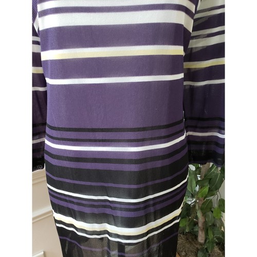 Alfani Top Blouse Women's Size XL White & Purple Striped Long Sleeve Round Neck - Picture 4 of 14