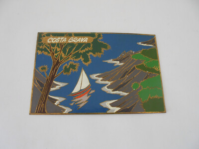 Emaille Abzeichen Costa Brava Katalonien 12x8cm Metall Design Teller C36