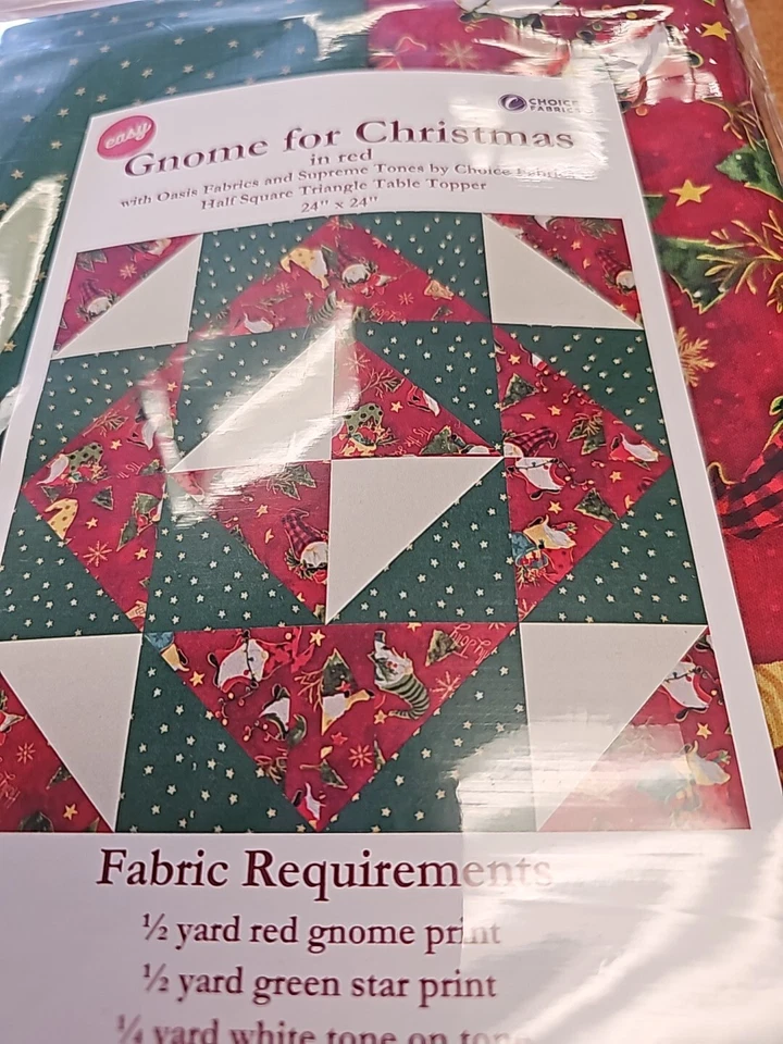 Gnome For the Holiday Quilt Kit Blank Christmas Table Topper   24  By 24"  - Image 2 of 2