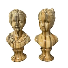 Vintage MCM Jaru Ceramic Pair Bust Sculpture Statue Female Male Bust nouveau