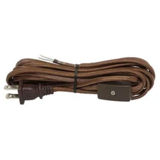 Brown Parallel SPT-1 Cloth Covered Cord with On/Off line switch and Molded Plug 
