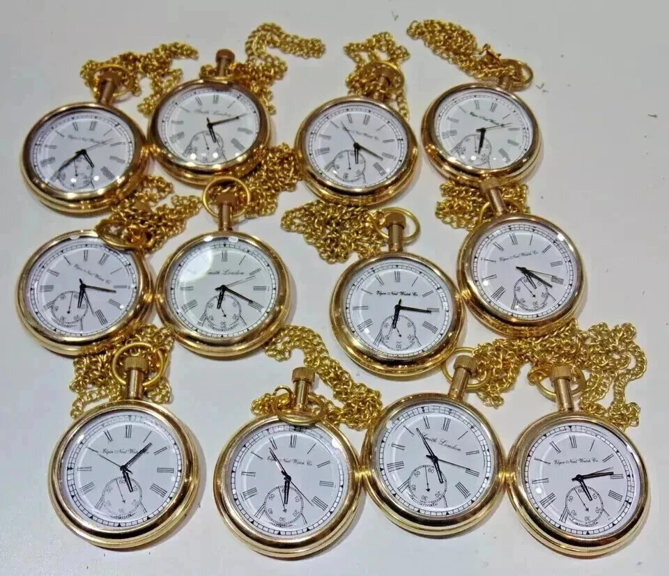 Handmade elgin vintage pocket Collectible Antique Brass Pocket Watch LOTS OF 12