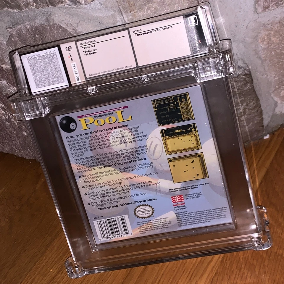 New Gameboy Championship Pool WATA 8.5 Graded Super NES Nintendo Game Original - Image 2 of 3