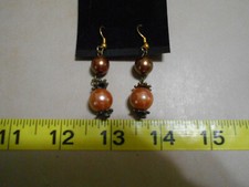 Drop Dangle Earrings Bead Orange Maroon