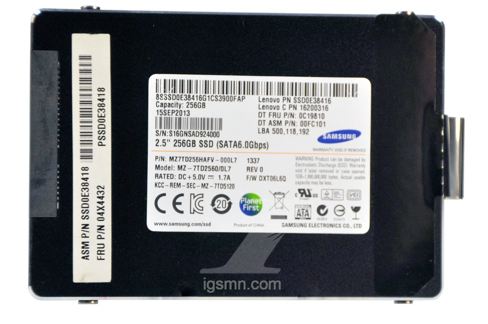 IBM 04X4432 Lenovo 256GB MLC 3Gbps SATA 2.5" SSD Internal - Image 2 of 3