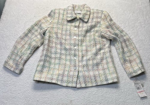 ALFRED DUNNER Women’s Size 16 Jacket Coat Peacoat Wool Blend Tweed Plaid Cottage - 第 1/5 張圖片