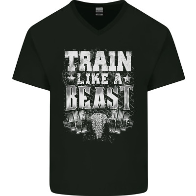 Train Like a Beast Gym Training Top Herren V-Neck Cotton Maglietta