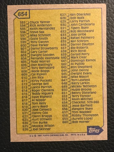 1987 Topps Baseball - Pick A Card -#601 - #792 - Picture 104 of 446