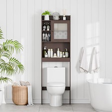 OVER THE TOILET Bathroom Spacesaver Towel Rack Cabinet Organizer Storage, Brown