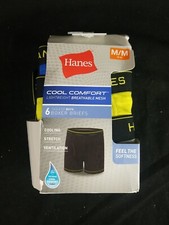 New 6 Pack Hanes Boys Size Medium Cool Comfort Tagless Boys Boxer Briefs
